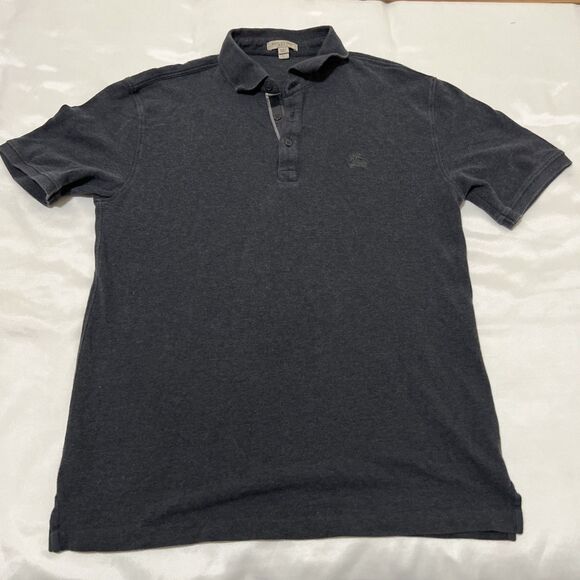 BURBERRY BRIT Polo Mens M Gray 100% Cotton Short Sleeve Vintage Made In Turkey - Picture 1 of 9